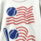 Patriotic Baseball Flag Graphic Crewneck Sweatshirt