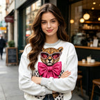 Coquette Leopard Pink Bow Graphic Sweatshirt