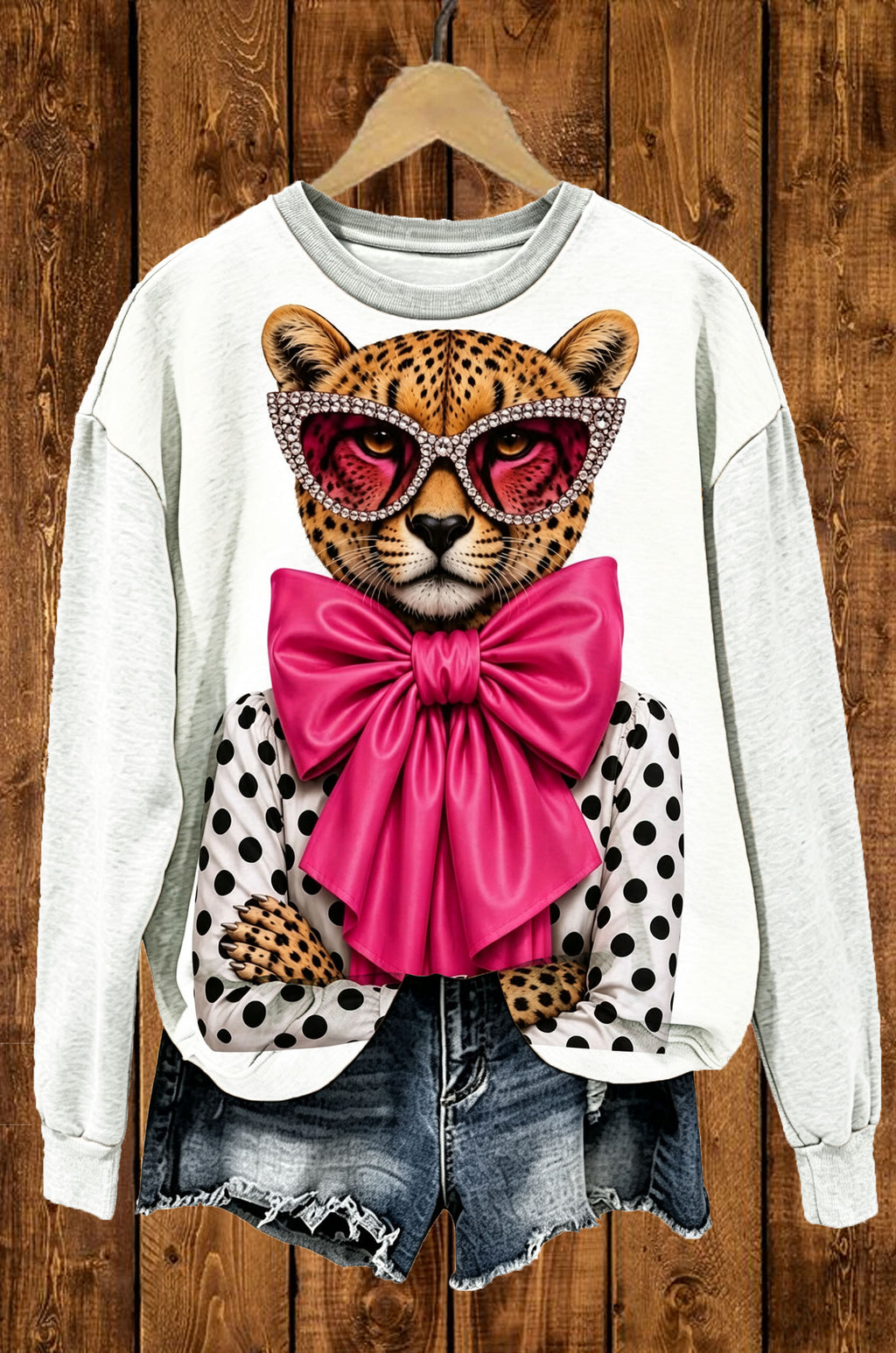 Coquette Leopard Pink Bow Graphic Sweatshirt