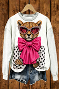 Coquette Leopard Pink Bow Graphic Sweatshirt