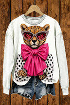Coquette Leopard Pink Bow Graphic Sweatshirt