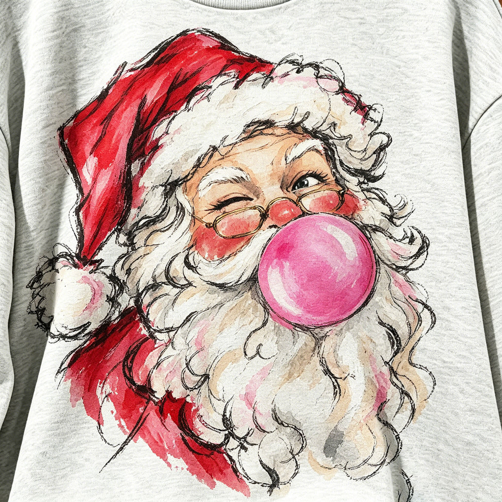 Funny Santa Pink Bubblegum Crewneck Sweatshirt