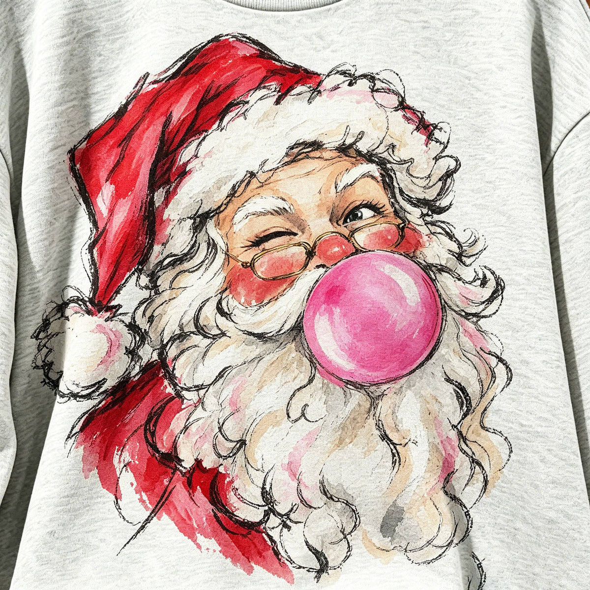 Funny Santa Pink Bubblegum Crewneck Sweatshirt