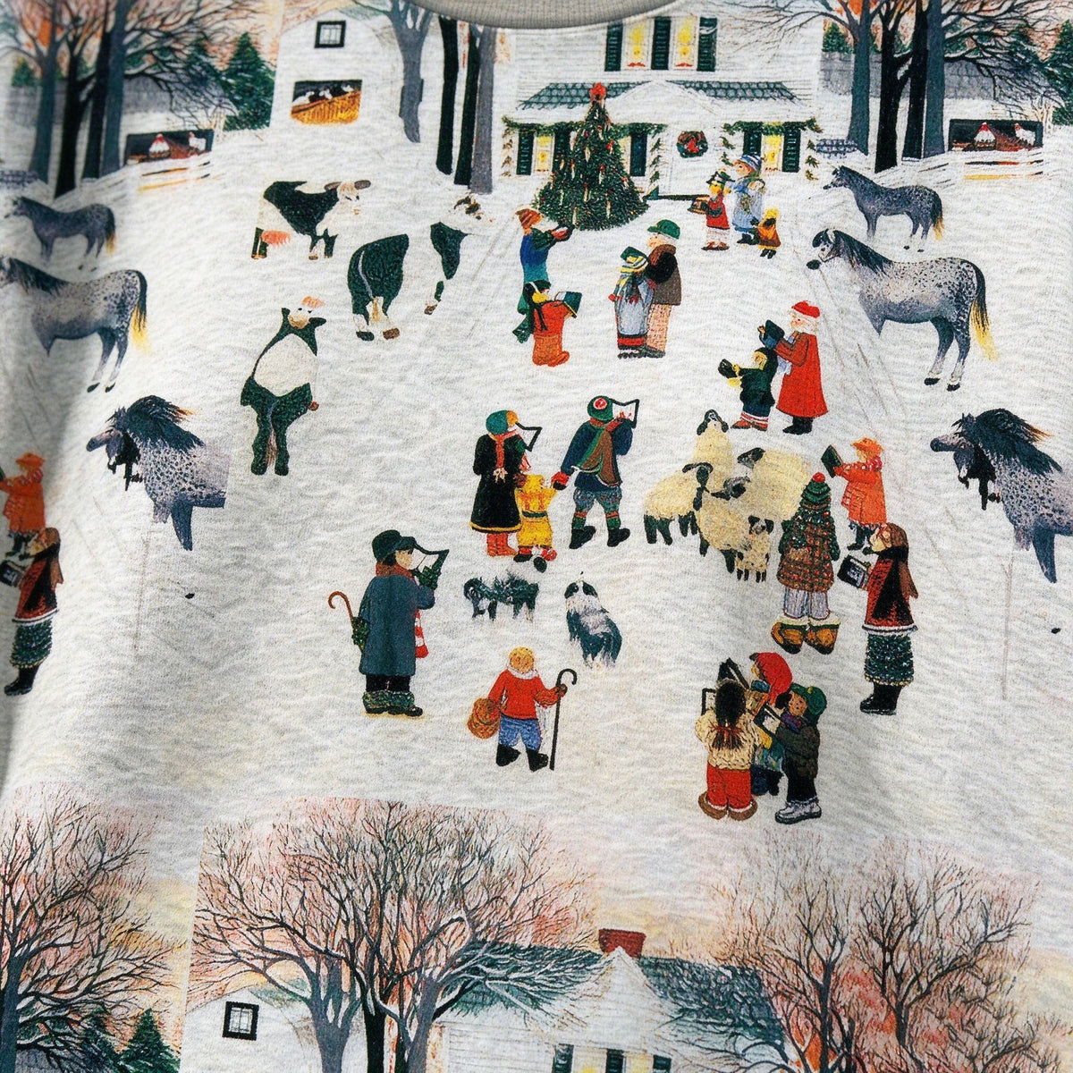 intage Winter Village Folk Art Christmas Crewneck Sweatshirt