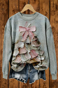 Vintage Christmas Tree Oil Painting Crewneck Sweatshirt