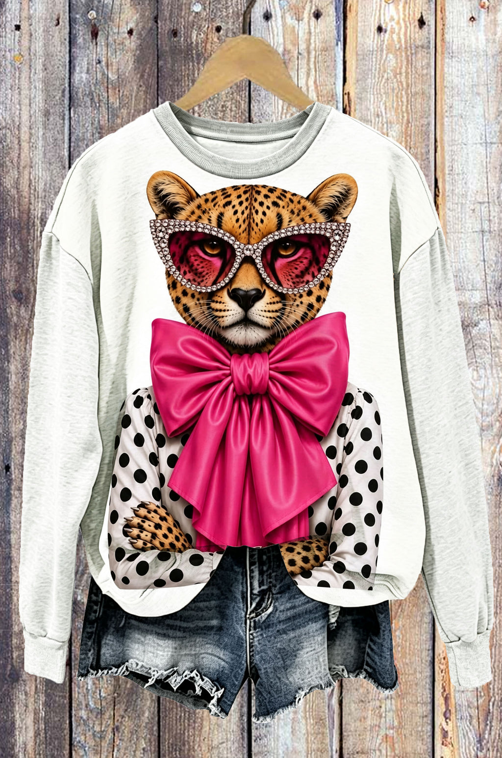 Coquette Leopard Pink Bow Graphic Sweatshirt