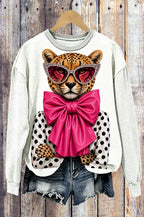 Coquette Leopard Pink Bow Graphic Sweatshirt