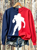 Two Tone Split Football Silhouette Sweatshirt