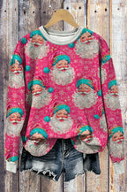 Pink Vintage Santa All Over Print Sweatshirt