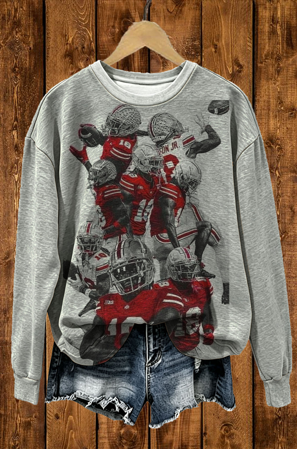 Vintage Skeleton Football Collage Sweatshirt