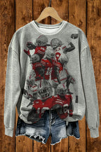 Vintage Skeleton Football Collage Sweatshirt
