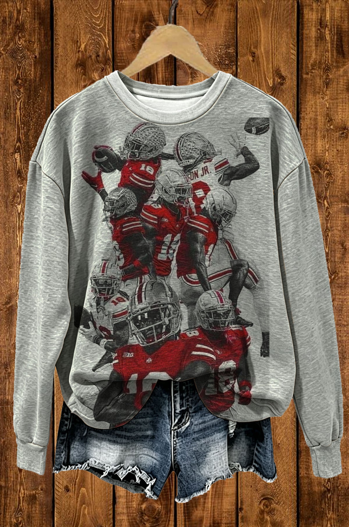 Vintage Skeleton Football Collage Sweatshirt