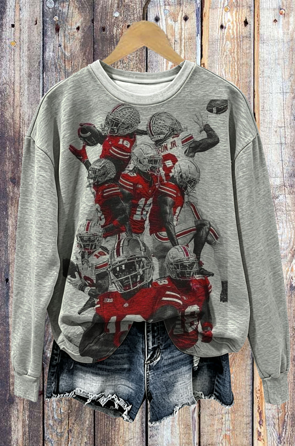 Vintage Skeleton Football Collage Sweatshirt