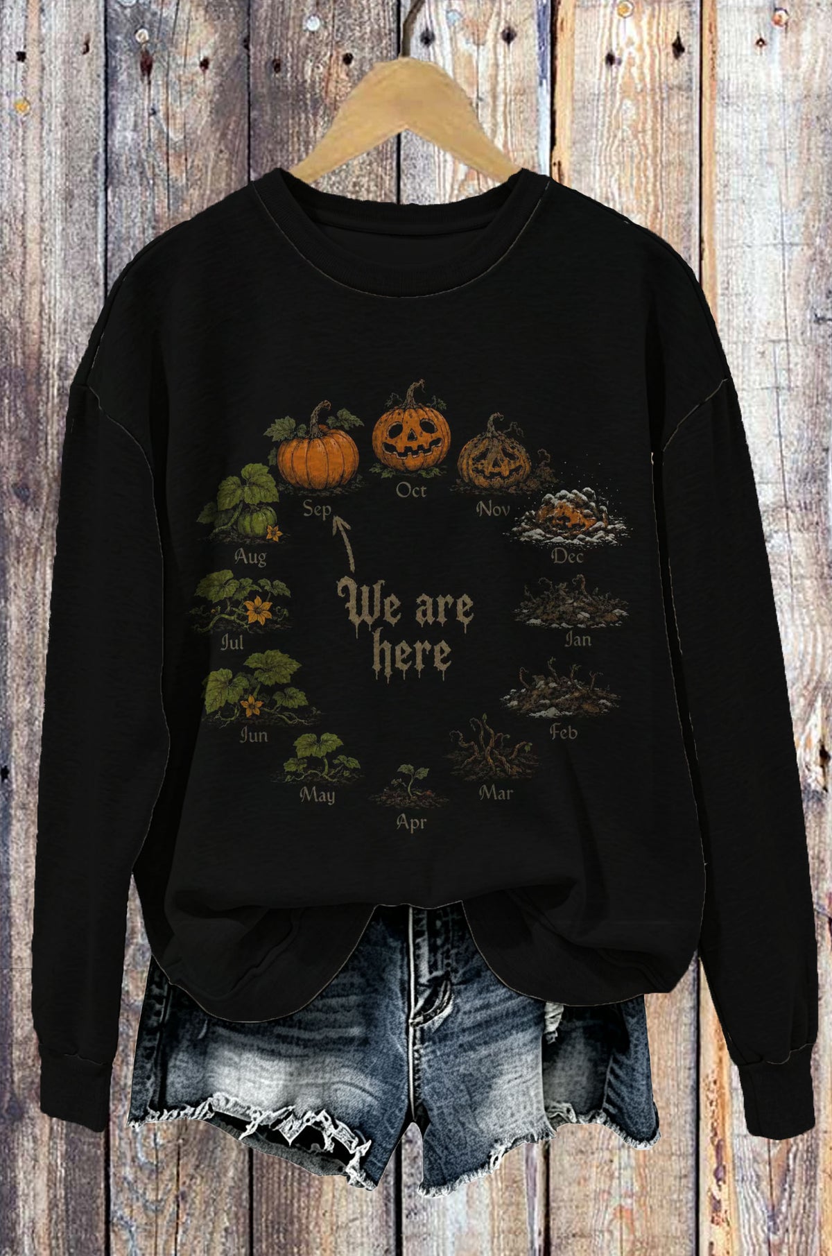 Halloween Pumpkin Wreath Graphic Sweatshirt