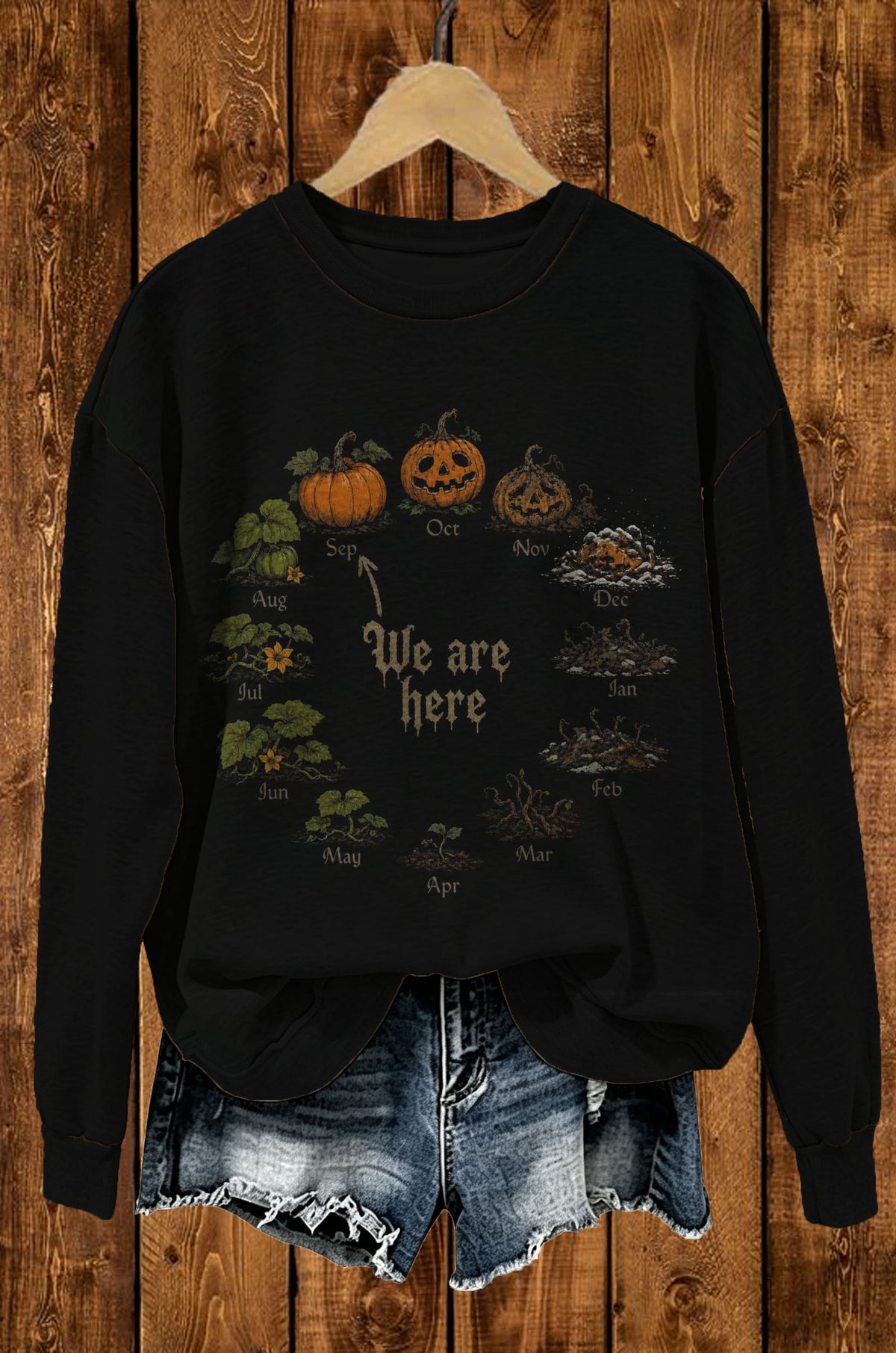 Halloween Pumpkin Wreath Graphic Sweatshirt