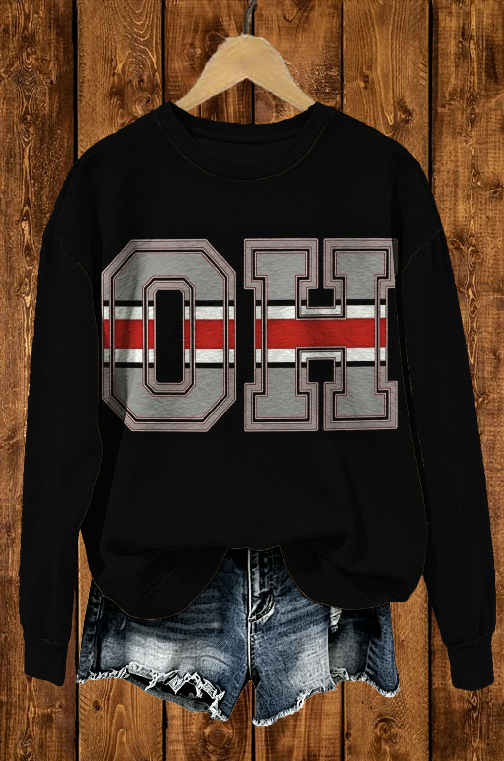 Vintage OH Letter Graphic Sweatshirt