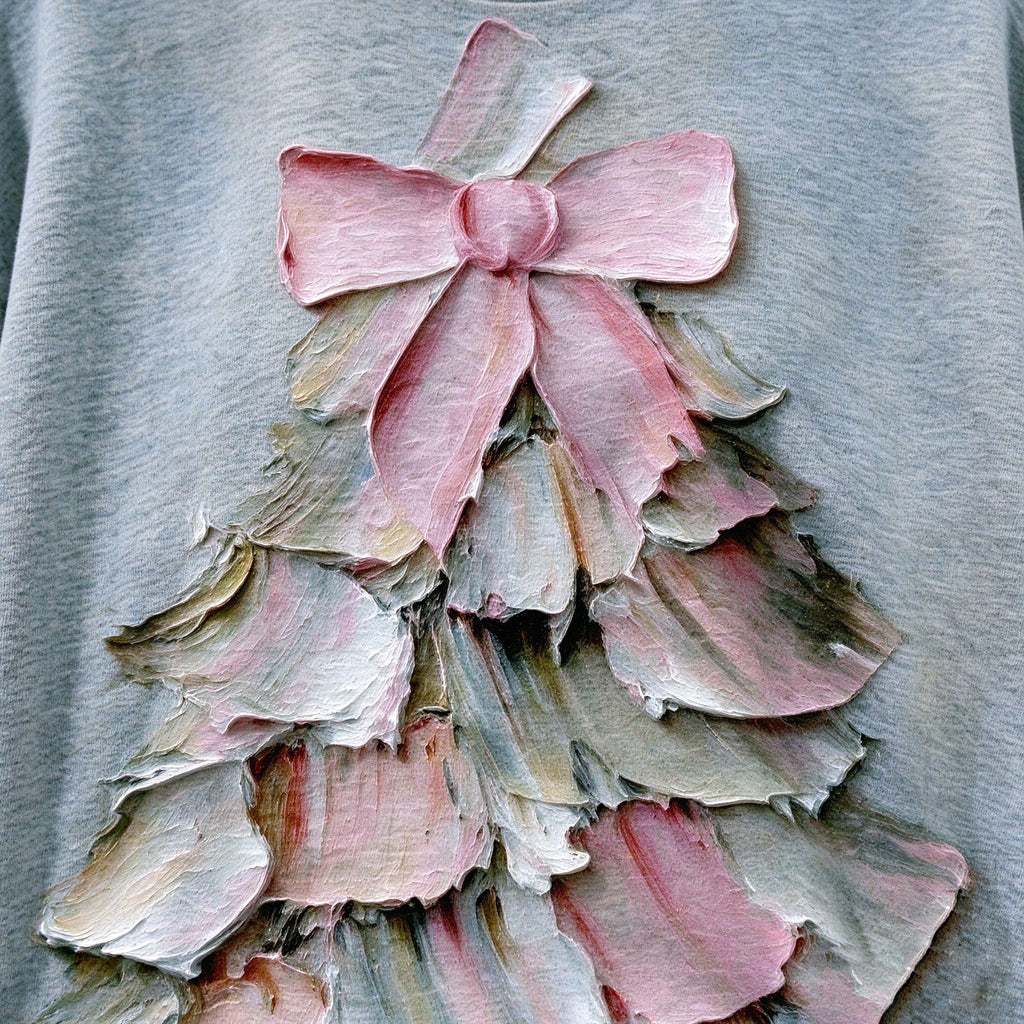 Vintage Christmas Tree Oil Painting Crewneck Sweatshirt