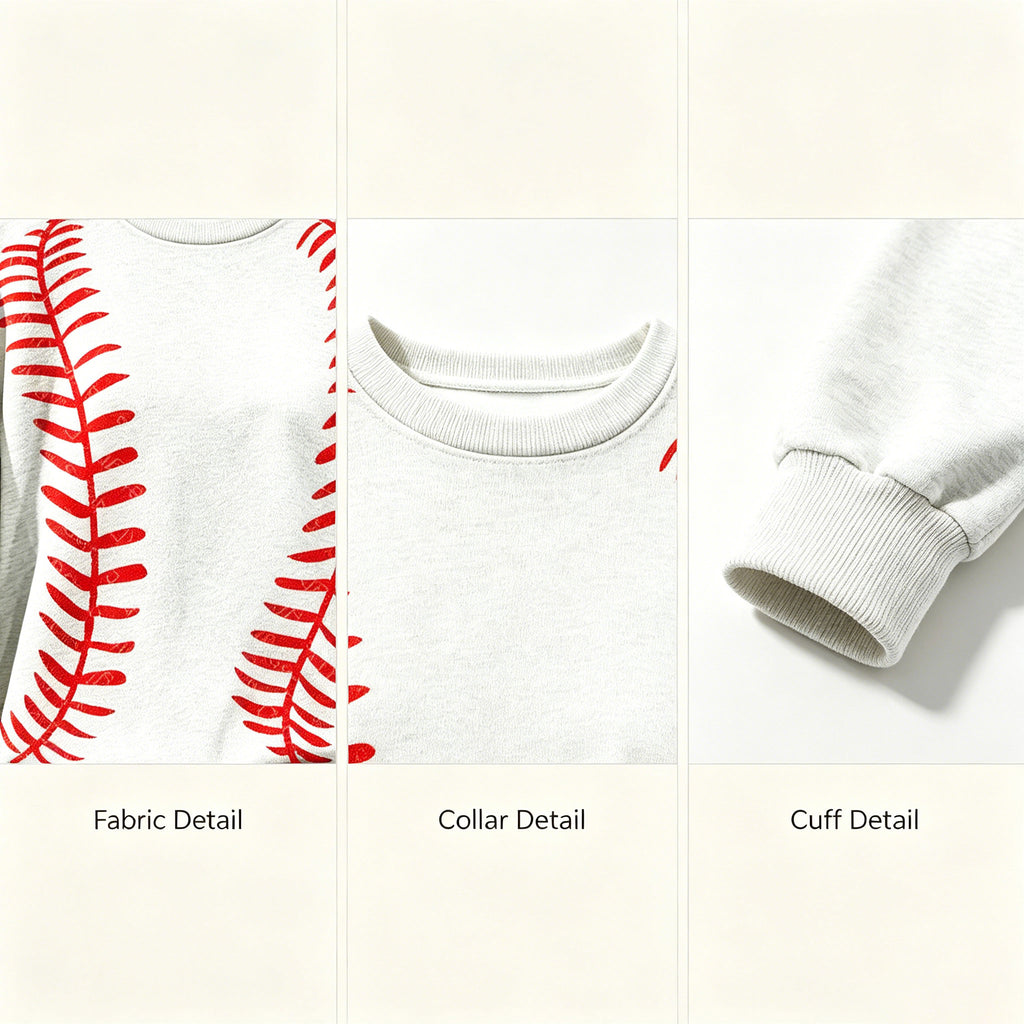 Baseball Red Stitch Graphic Crewneck Sweatshirt