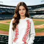 Baseball Red Stitch Graphic Crewneck Sweatshirt