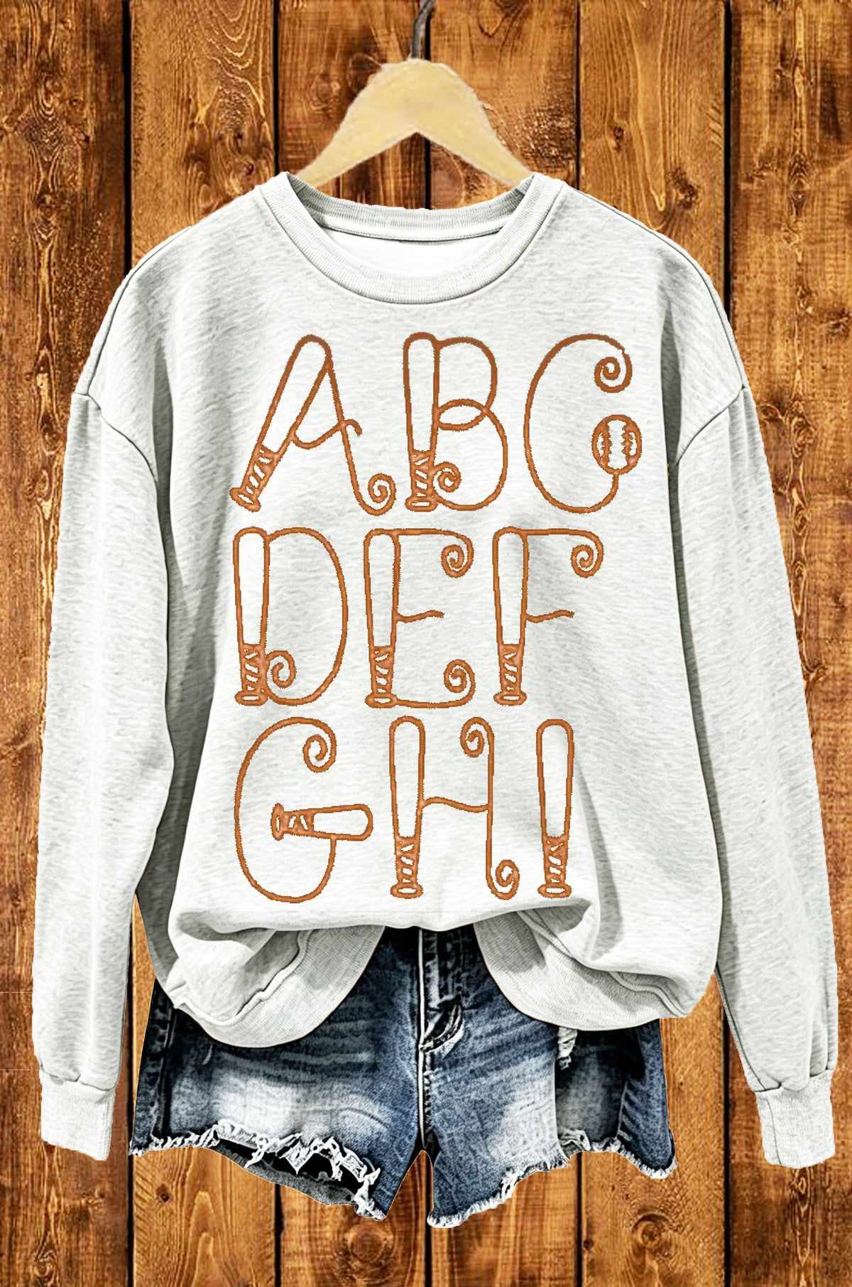 Baseball Bat Alphabet ABC Crewneck Sweatshirt