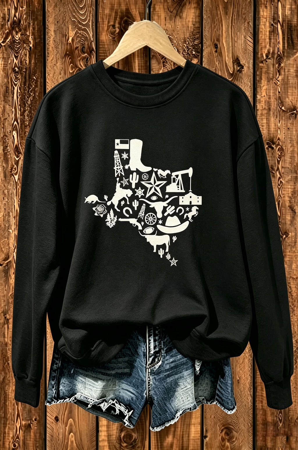 Texas Western Map Graphic Sweatshirt
