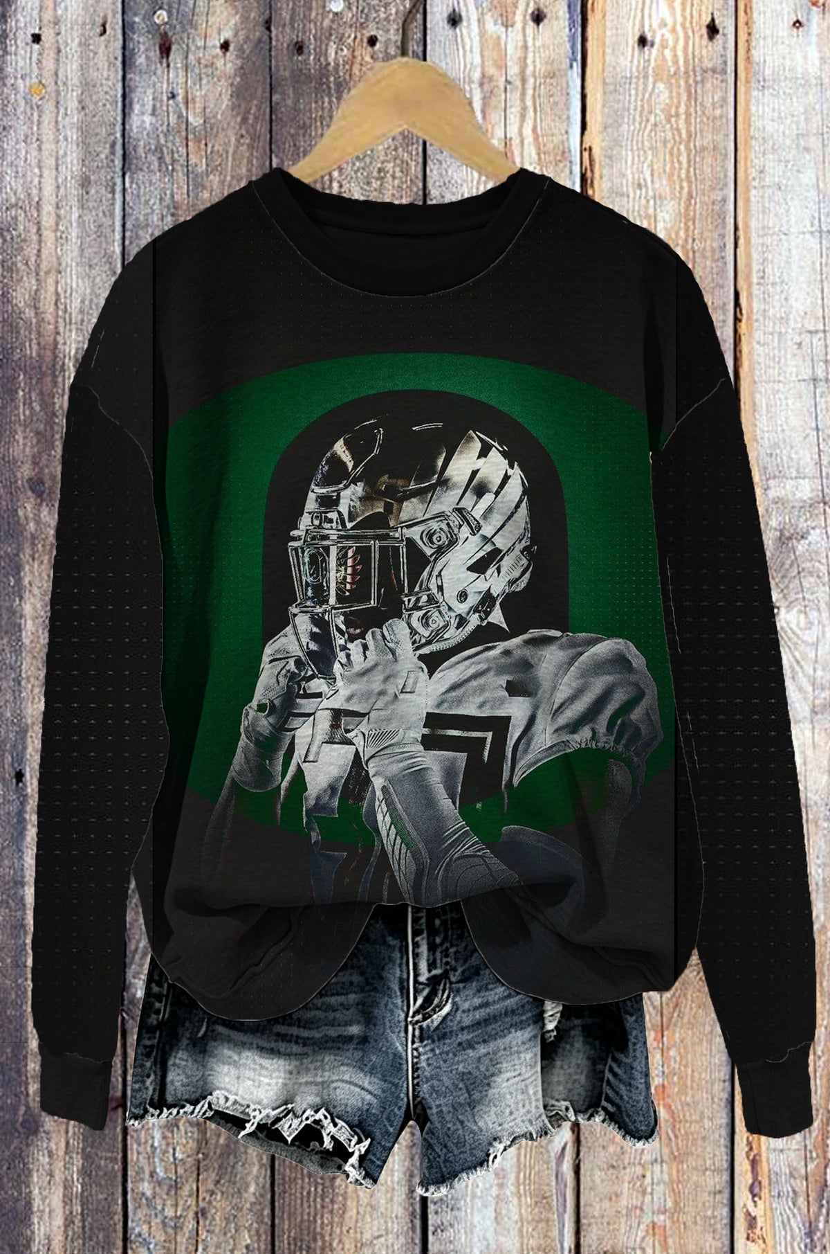 Vintage Football Player Graphic Sweatshirt