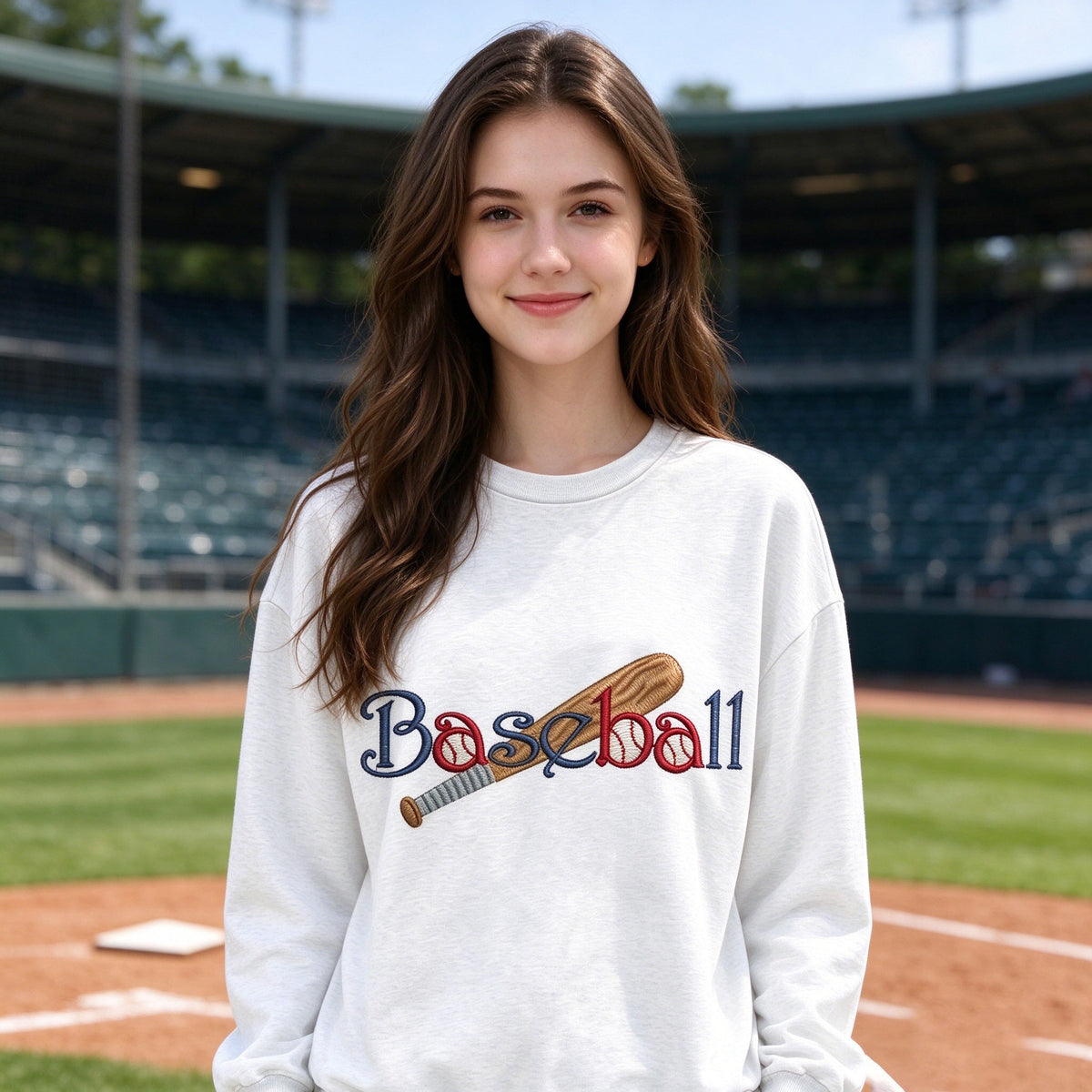 Vintage Baseball Embroidered Crewneck Sweatshirt