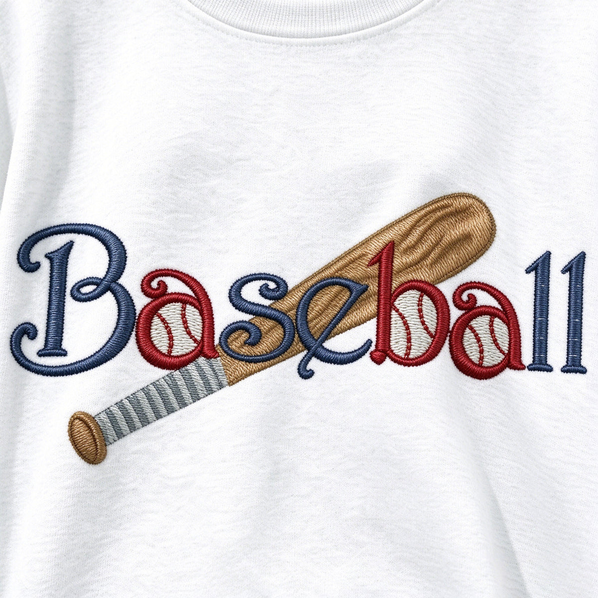 Vintage Baseball Embroidered Crewneck Sweatshirt
