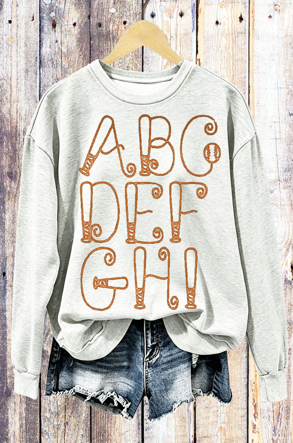 Baseball Bat Alphabet ABC Crewneck Sweatshirt