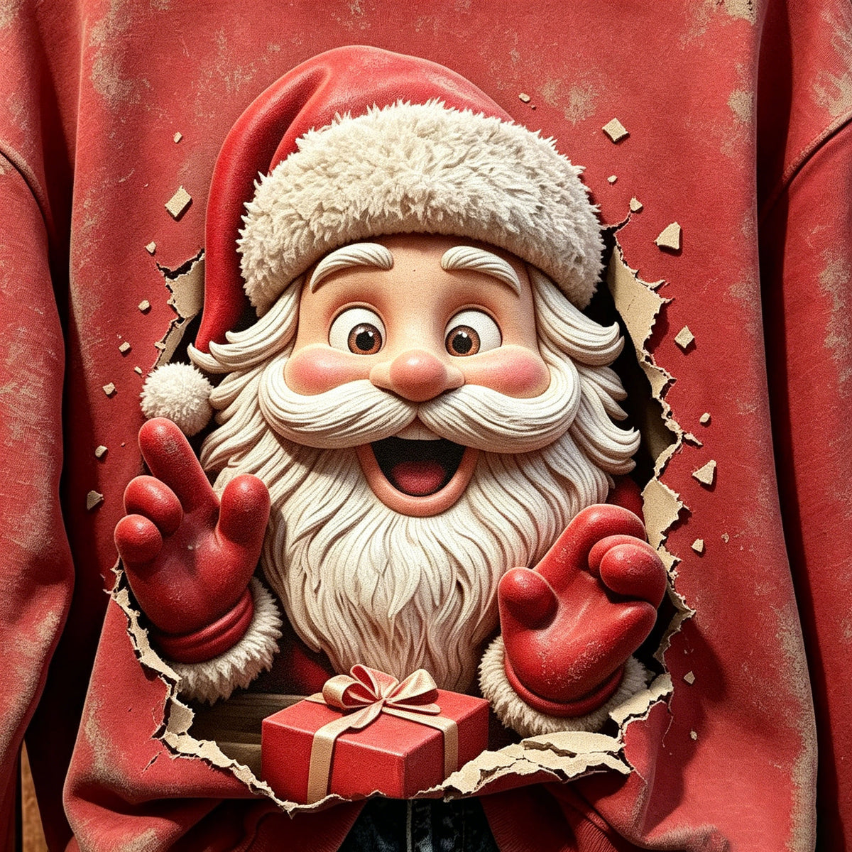 3D Santa Break Through Sweatshirt