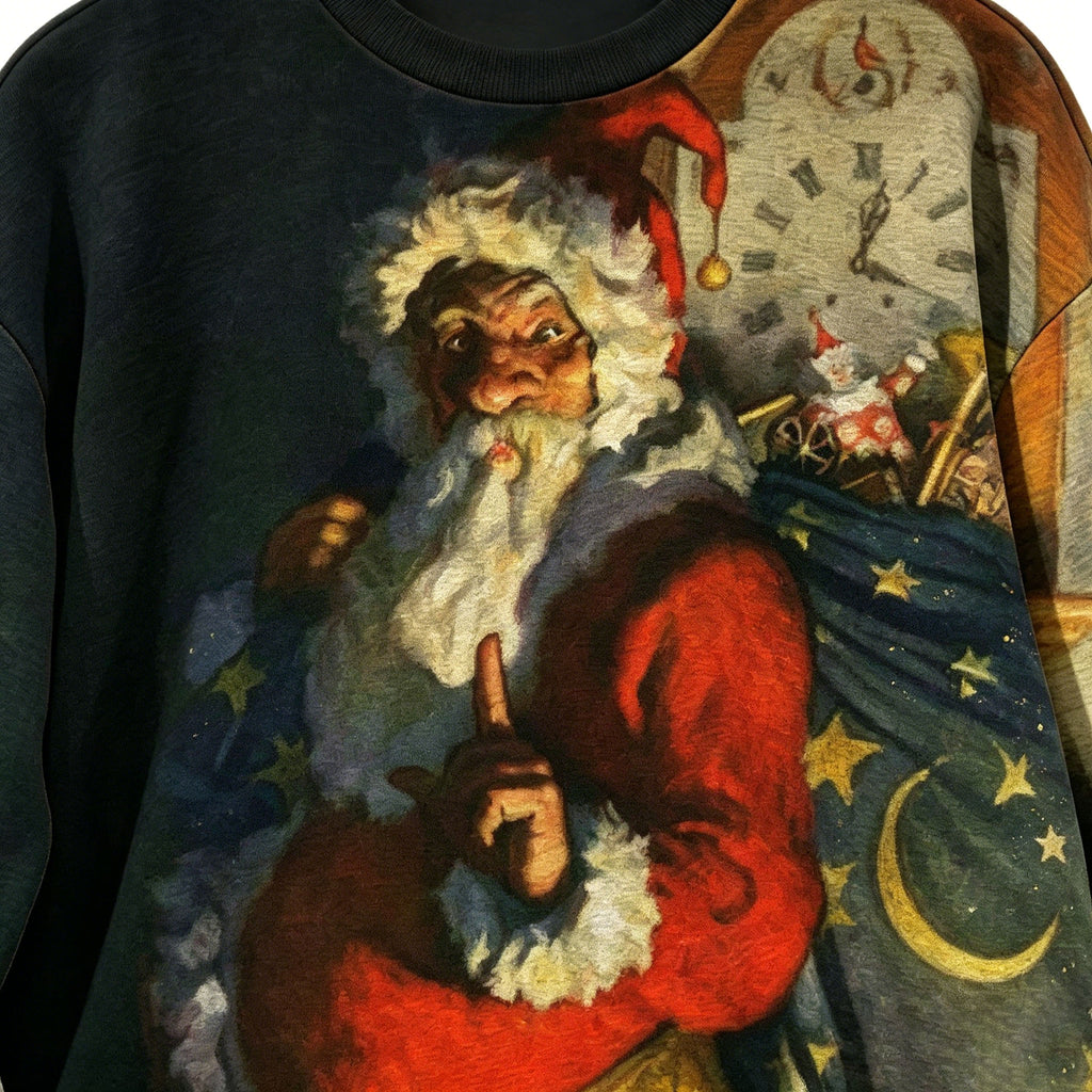 Vintage Santa Claus Oil Painting Christmas Crewneck Sweatshirt