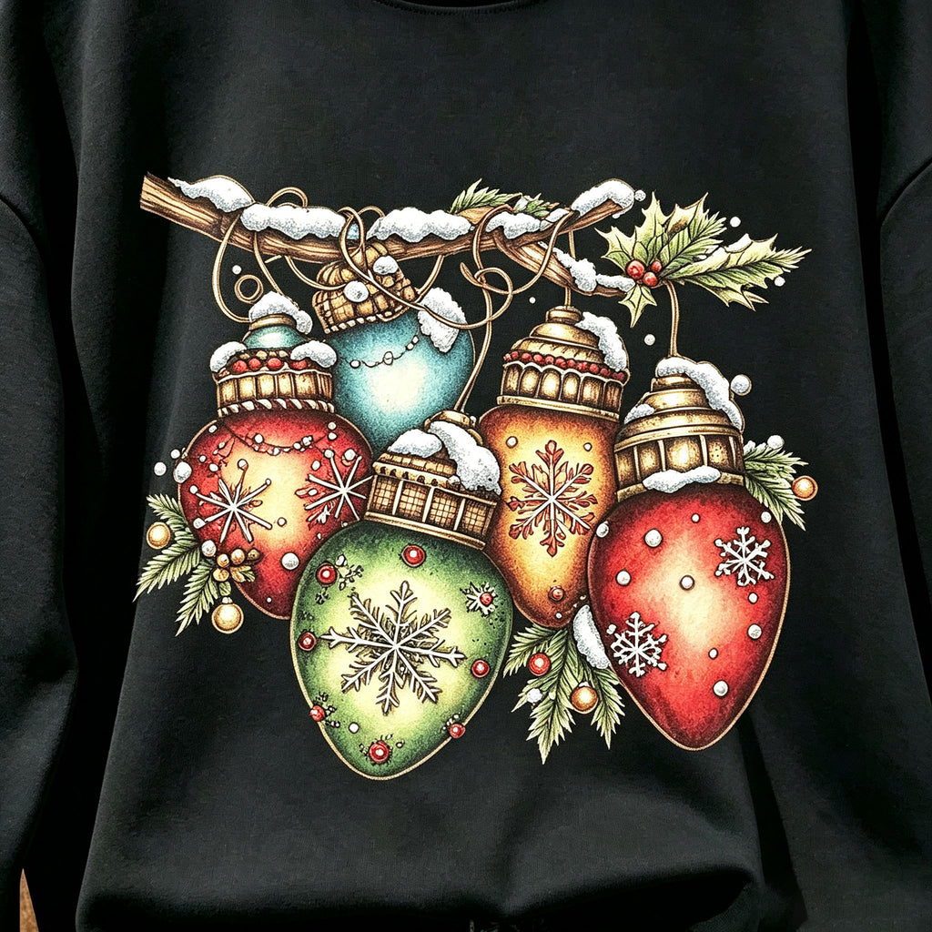 Vintage Christmas Baubles Ornaments Graphic Crewneck Sweatshirt