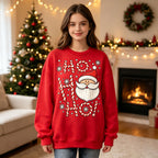 Ho Ho Ho Santa Candy Cane Christmas Graphic Crewneck Sweatshirt