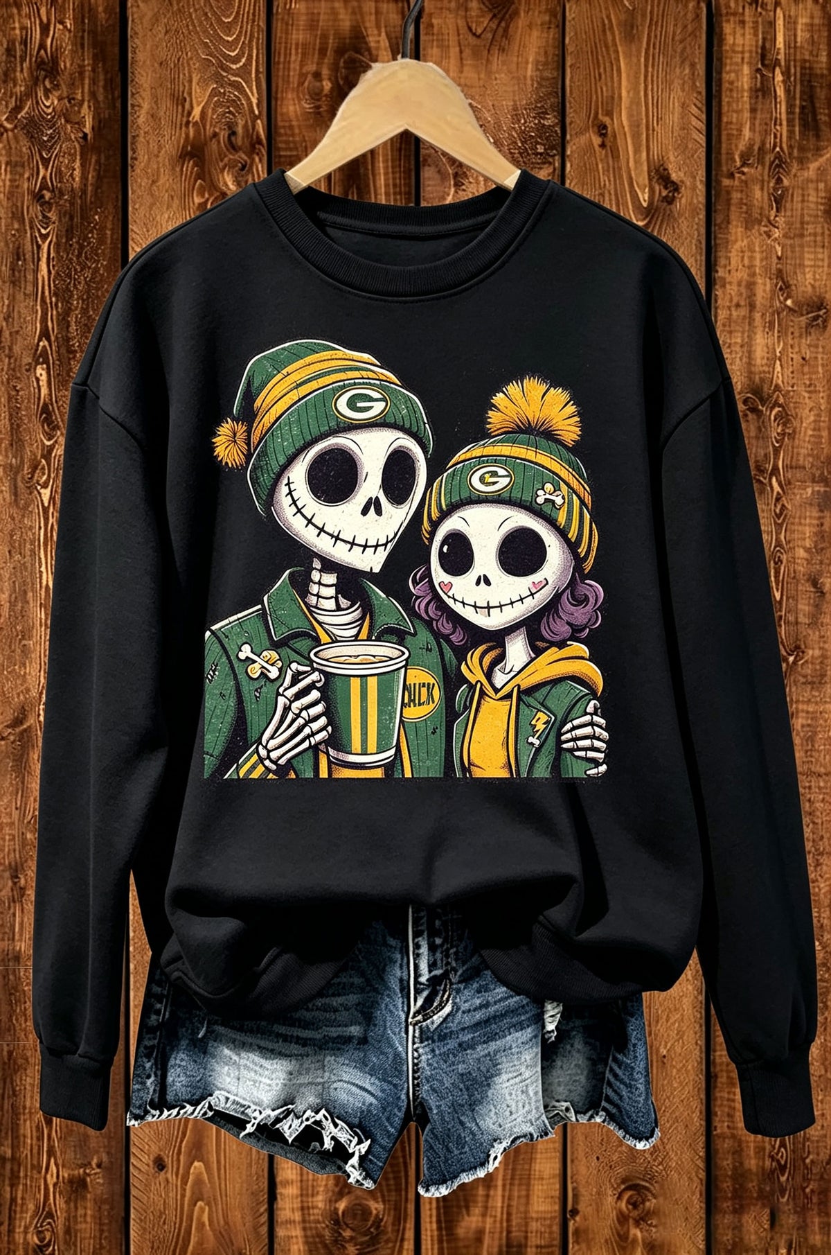 Skeleton Couple Game Day Graphic Crewneck Sweatshirt