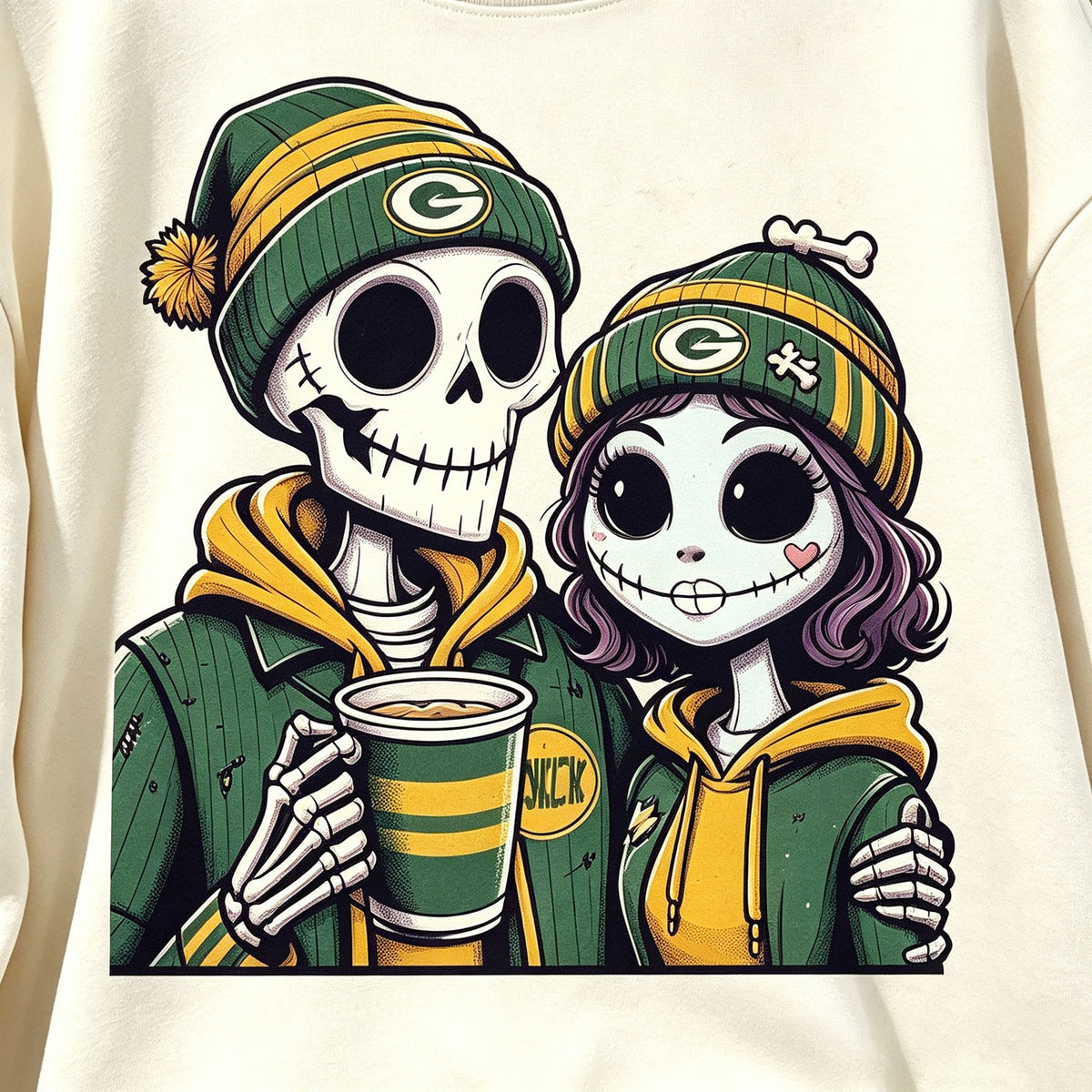 Skeleton Couple Game Day Graphic Crewneck Sweatshirt