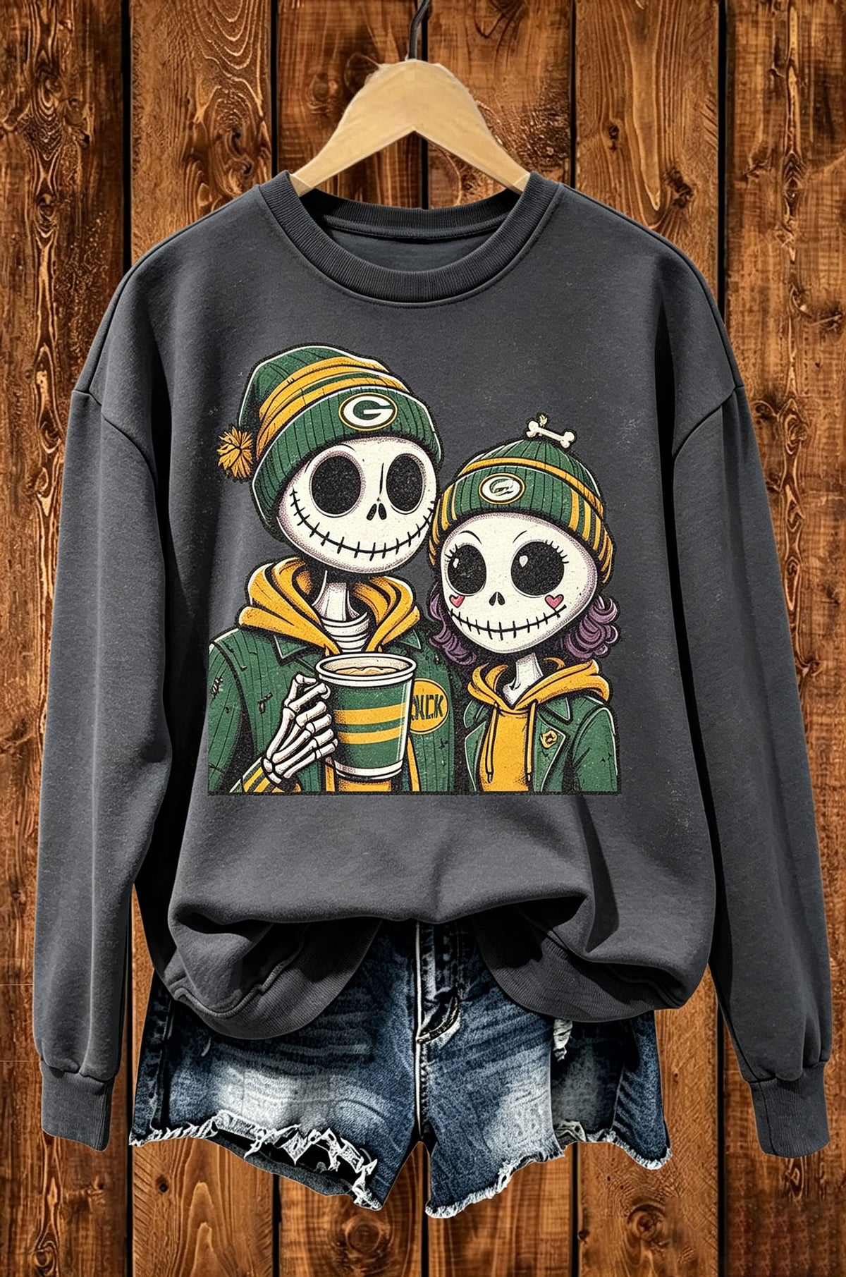 Skeleton Couple Game Day Graphic Crewneck Sweatshirt