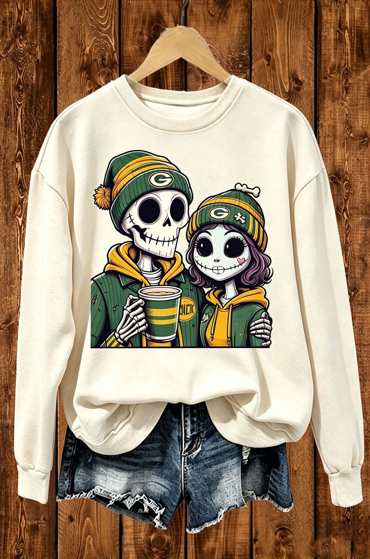Skeleton Couple Game Day Graphic Crewneck Sweatshirt