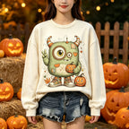 Cute Monster Pumpkin Halloween Graphic Crewneck Sweatshirt