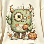 Cute Monster Pumpkin Halloween Graphic Crewneck Sweatshirt