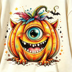 One-Eyed Monster Pumpkin Halloween Graphic Crewneck Sweatshirt