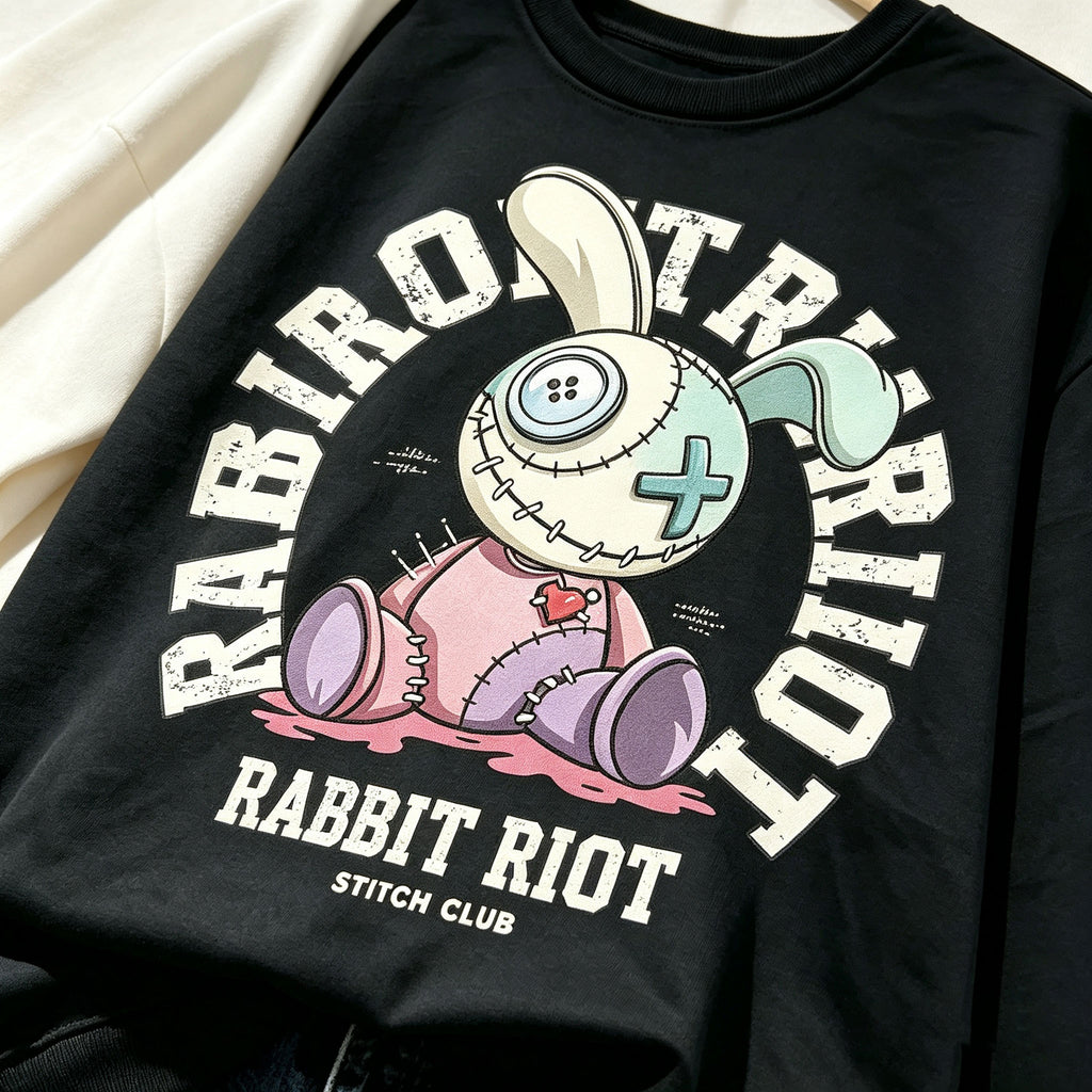 Voodoo Bunny Rabbit Riot Gothic Graphic Crewneck Sweatshirt