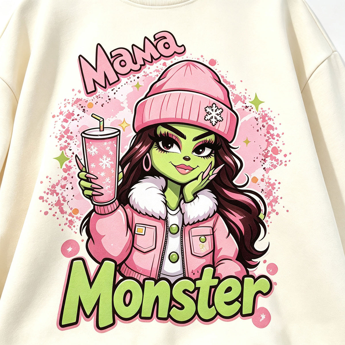 Mama Monster Pink Fashion Graphic Crewneck Sweatshirt