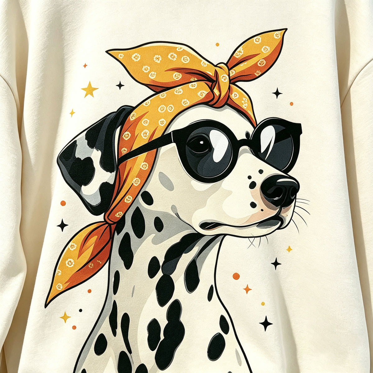 Dalmatian Dog Sunglasses Bandana Graphic Crewneck Sweatshirt