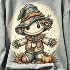Cute Scarecrow Pumpkin Fall Graphic Crewneck Sweatshirt