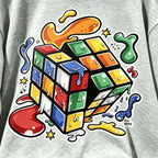Melting Rubik's Cube Street Graphic Crewneck Sweatshirt