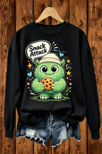 Snack Attack Green Monster Cookie Graphic Crewneck Sweatshirt