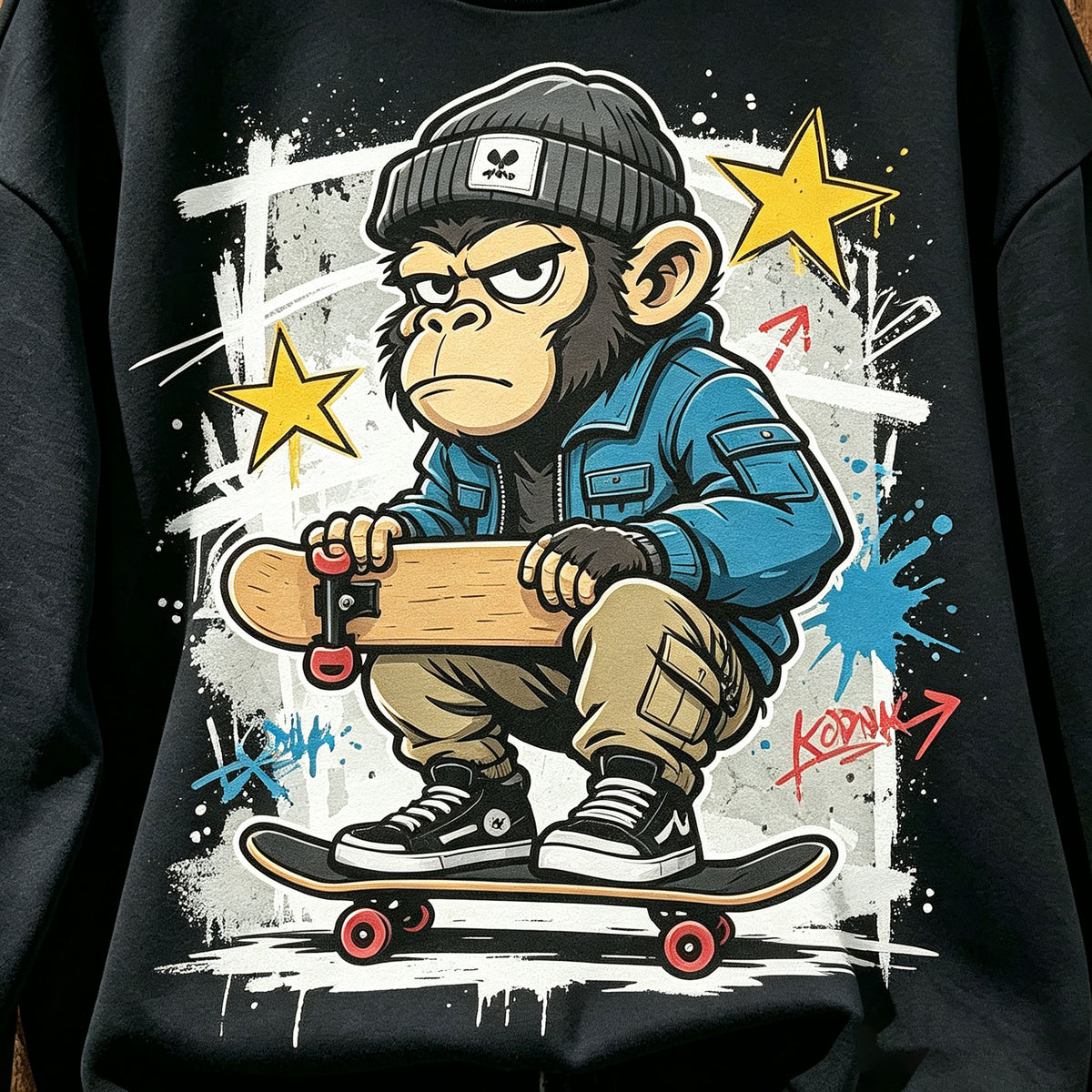 Skateboard Monkey Graffiti Streetwear Crewneck Sweatshirt