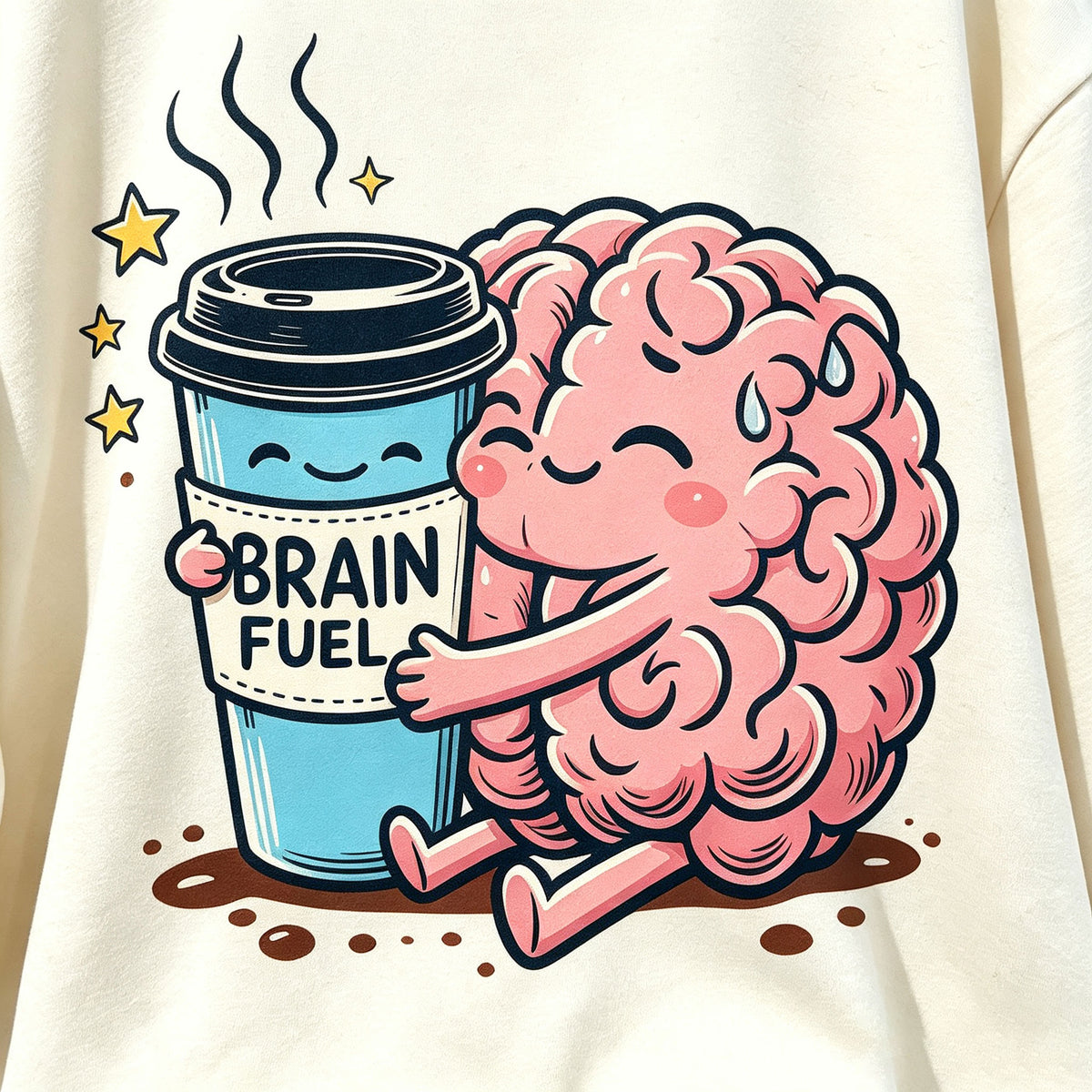 Brain Fuel Coffee Brain Graphic Crewneck Sweatshirt