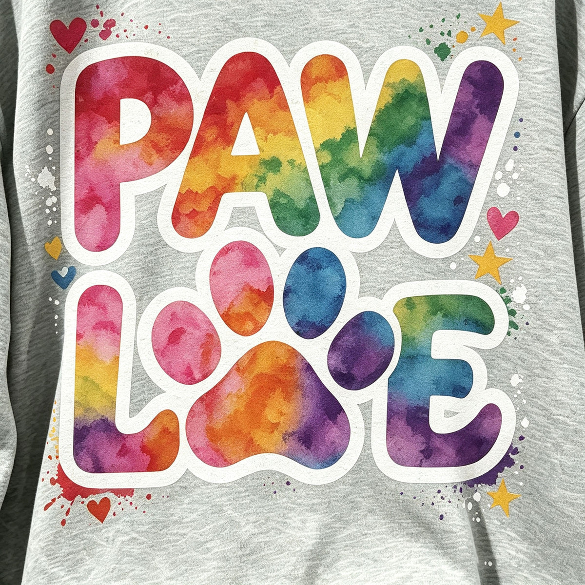 Paw Love Rainbow Paw Print Graphic Crewneck Sweatshirt