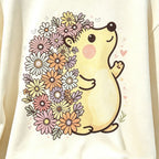 Cute Flower Hedgehog Graphic Crewneck Sweatshirt